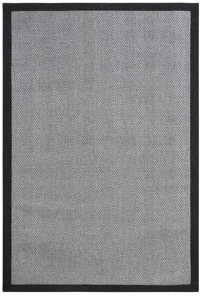 Sisal İç ve Dış Mekan Kullanıma Uygun Dokuma Gri Halı Siyah Bordürlü 4586/43