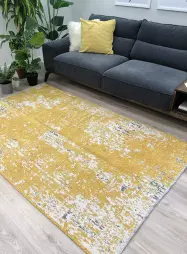 MORETTİ SİDE ÇİFT TARAFLI HALI 10407-F SARI-GRİ