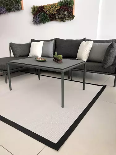 Sisal Halı Siyah Bordürlü Hasır Model İç Dış Mekana Uygun 4506/16