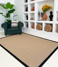Sisal İç ve Dış Mekan Kullanıma Uygun Dokuma Kahverengi Halı Siyah  Bordürlü 4506/26